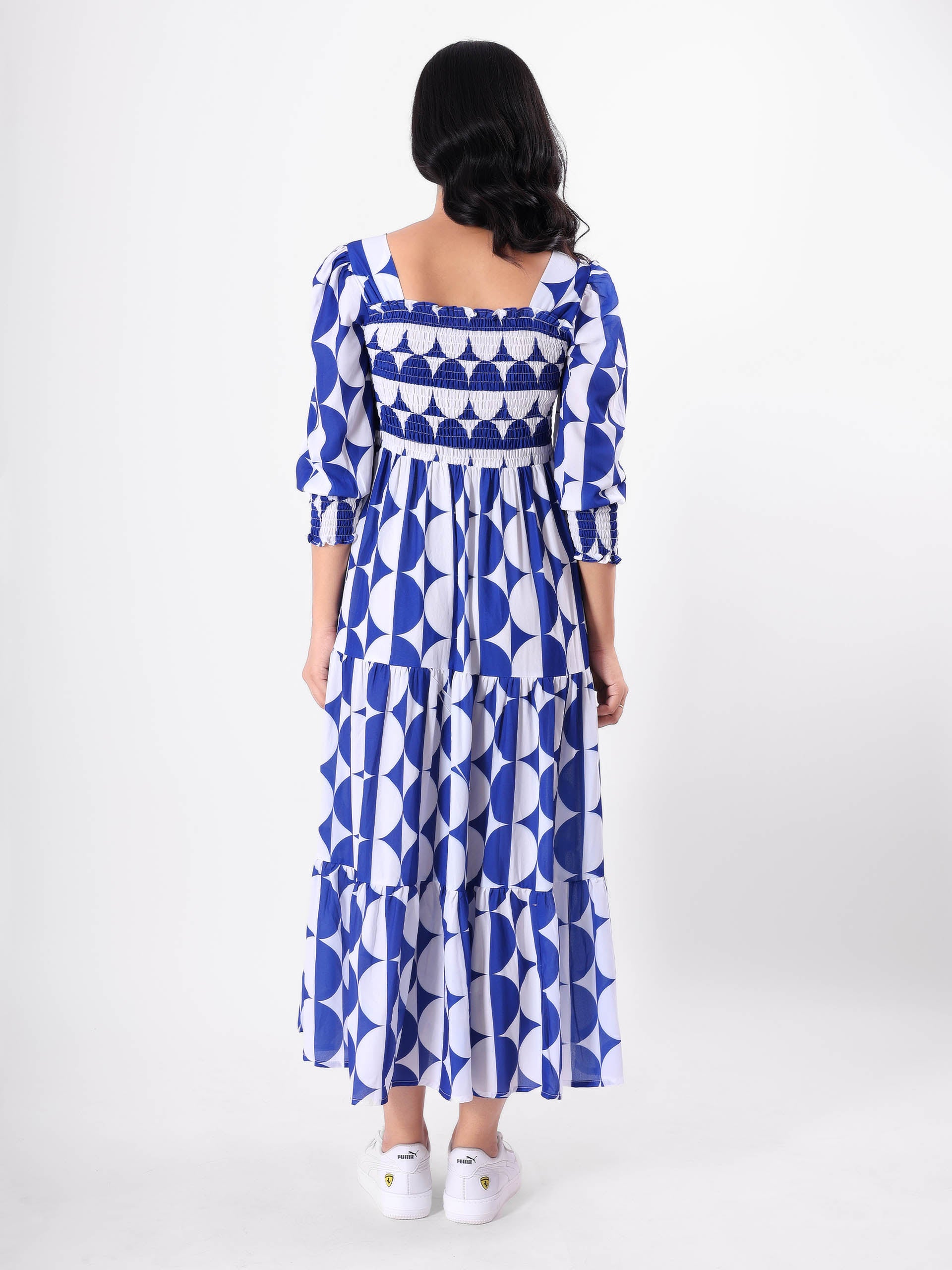 Geometrical Print Flowy Midi Dress