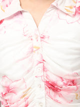Clobug Women Floral Print Full Sleeve Shirt