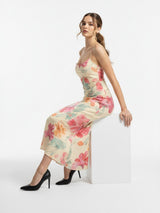 Clobug Elegant Floral Backless Maxi Dress – Slim Fit Summer Evening Dress