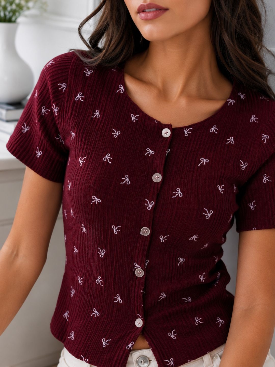Women's Bow Print Top