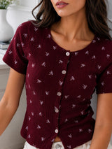 Women's Bow Print Top