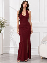 Clobug Women V Neck Sleeveless Bodycon Maxi Dress