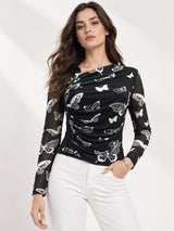 Clobug Women Butterfly Print Top