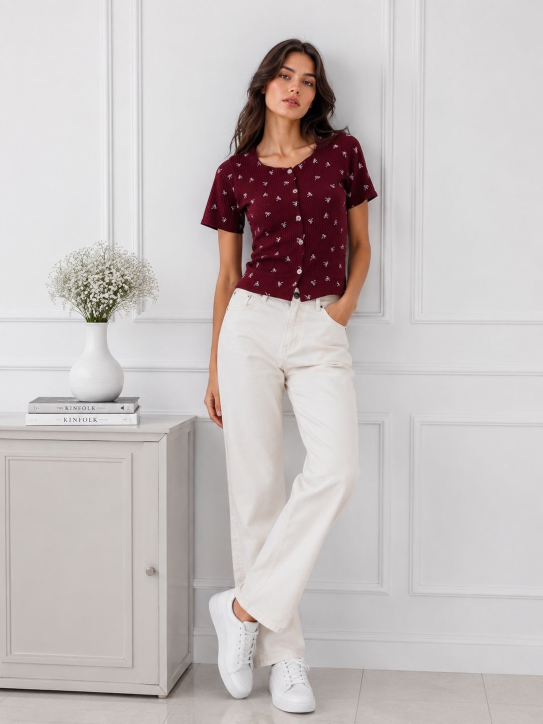 Women's Bow Print Top