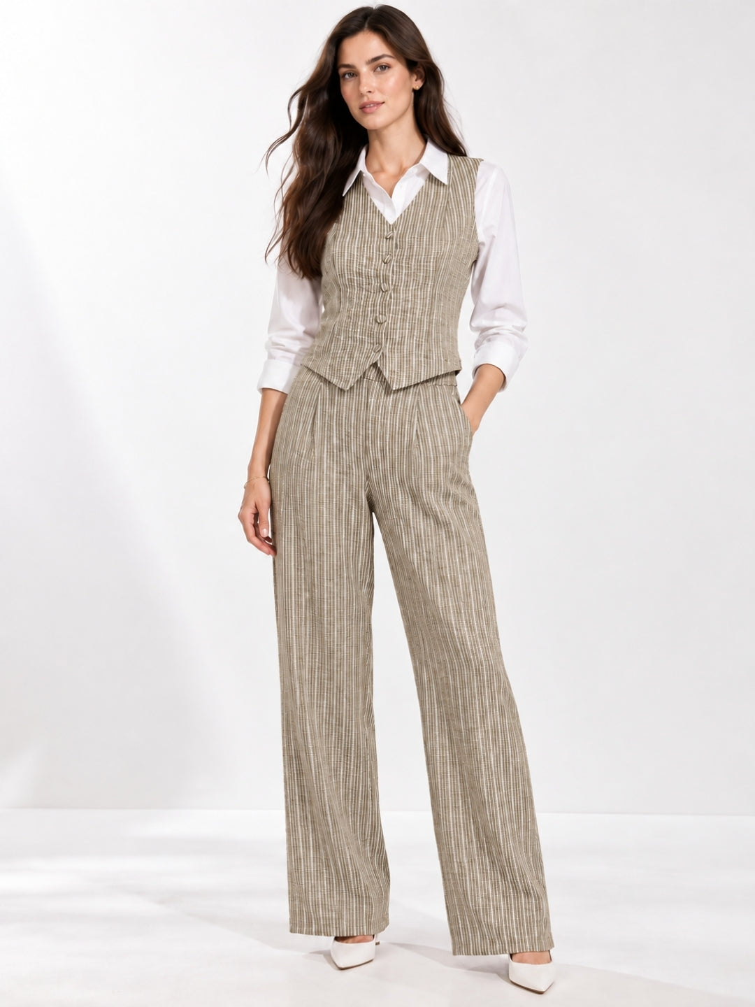 Clobug Women 3Pc Poly Cotton Linen Co-ord Set