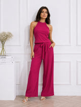 Women's Magenta Halter Neck Co-Ord Set.