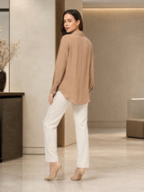 Clobug Women Solid Beige Shirt