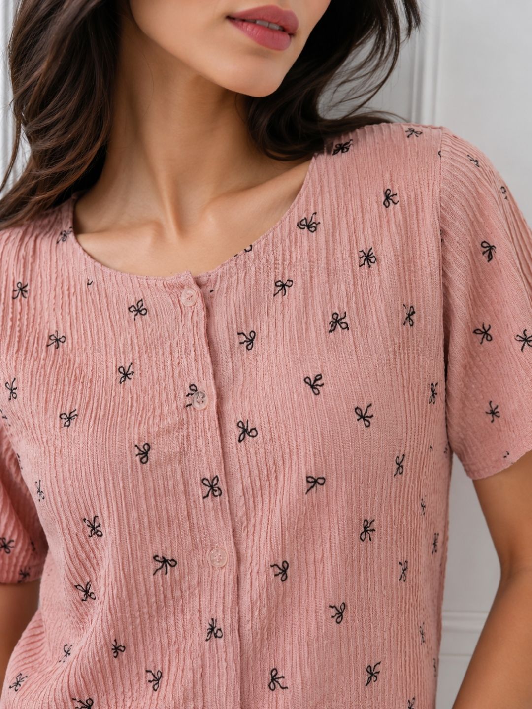 Women's Bow Print Top