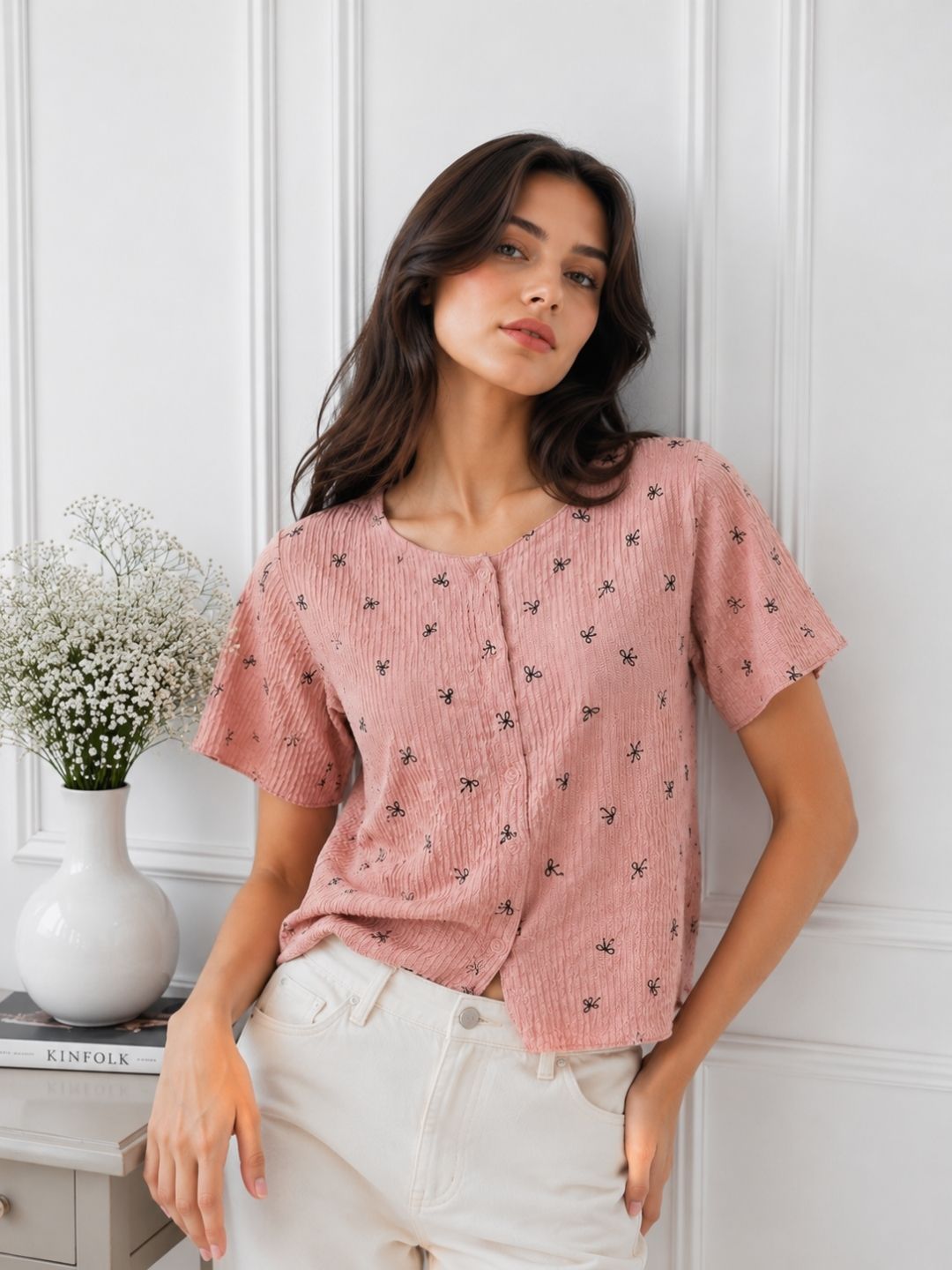 Women's Bow Print Top