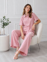 Women's Pink T-shirt And Pant Co-ord Set