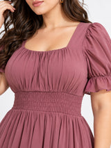 Women’s Polyester Plus Size Pink Flare Maxi Dress