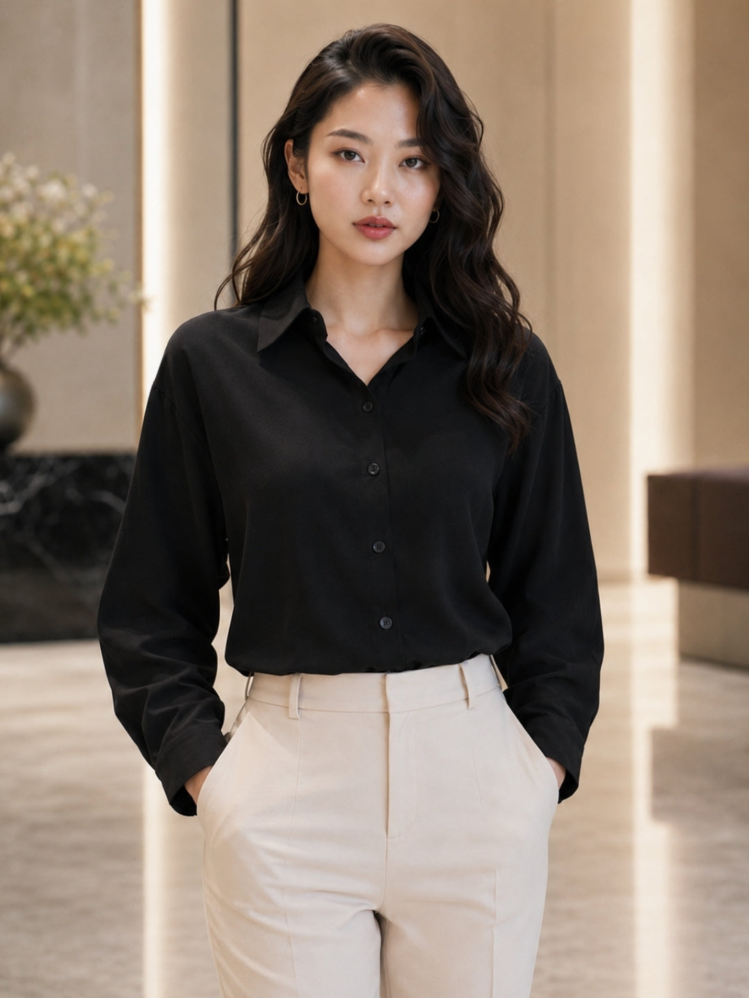 Clobug Casual Black Plain Shirt With Full Sleeve