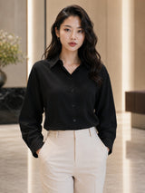 Clobug Casual Black Plain Shirt With Full Sleeve