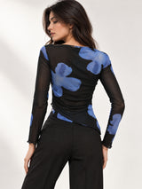 Clobug Women Cowl Neck Floral Top