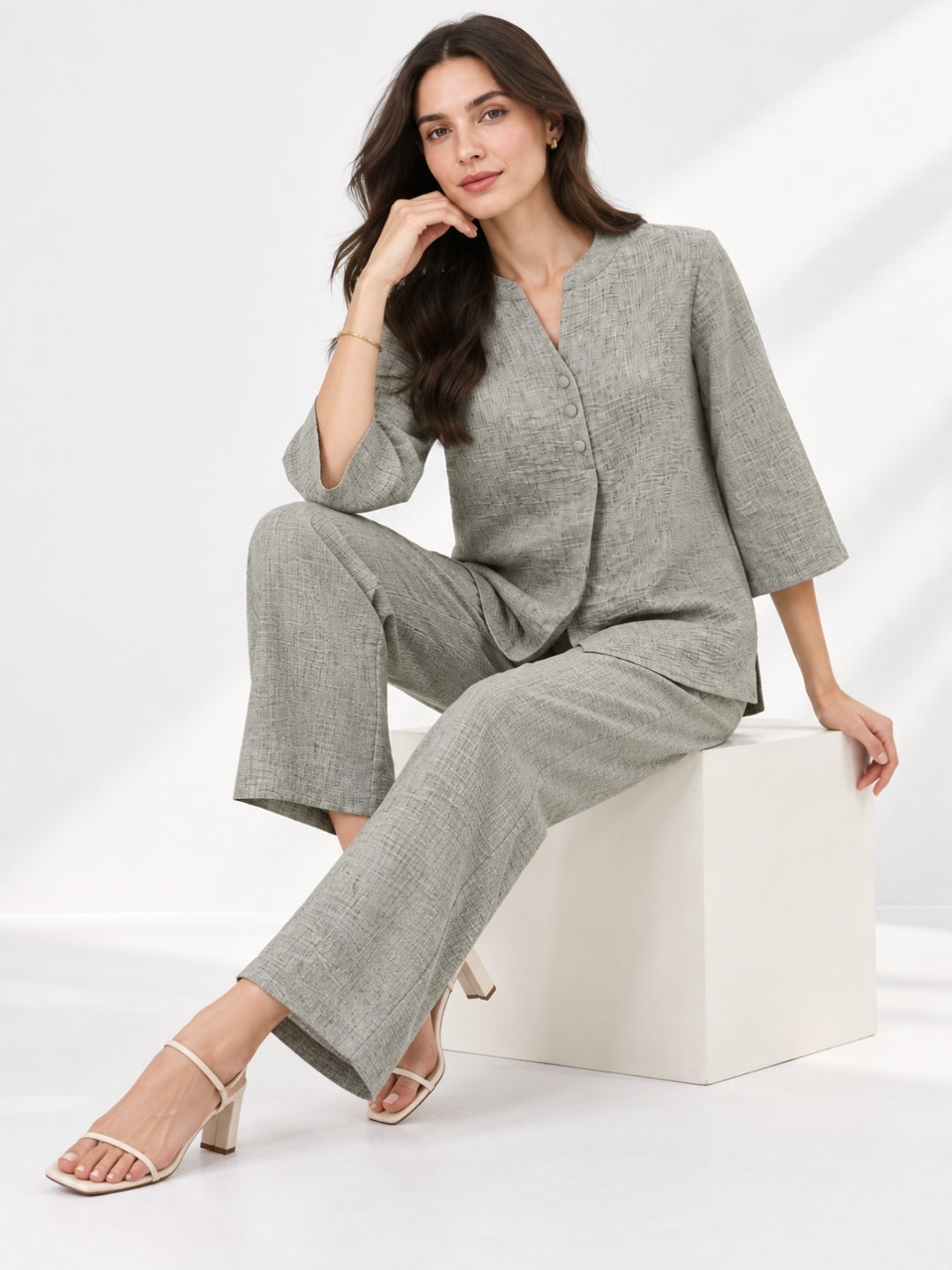 Clobug Women Top and Pant 3/4 Sleeve Co-ord Set