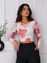 Women Mesh Floral Top