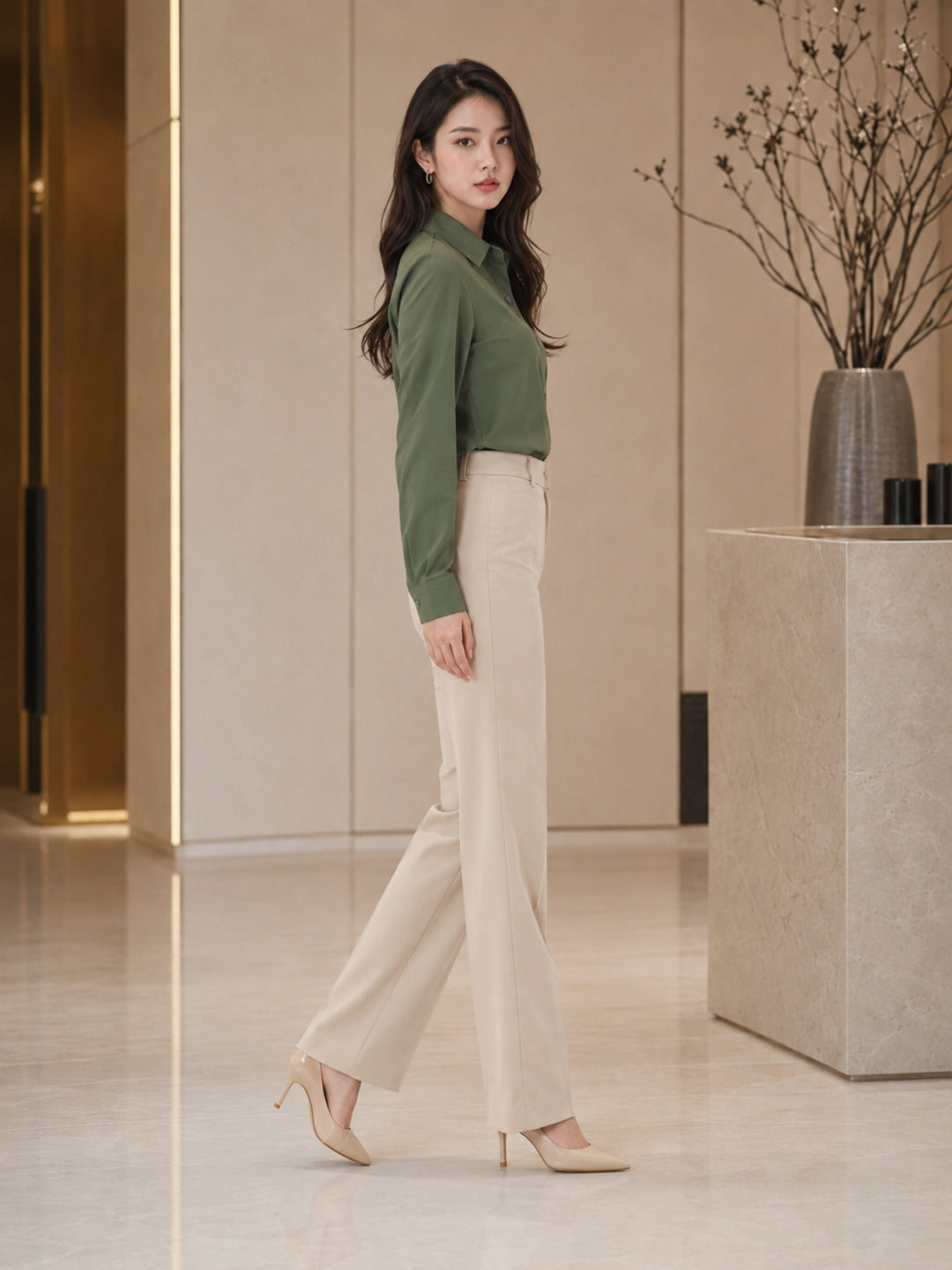 Clobug Women Green Oversized Full Sleeve Shirt