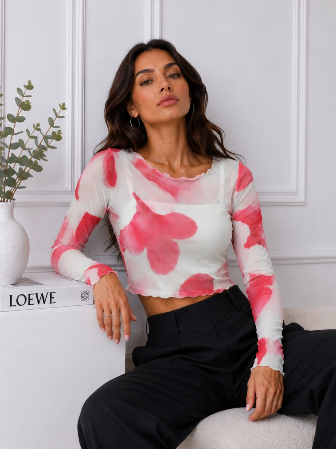 Women Mesh Floral Top