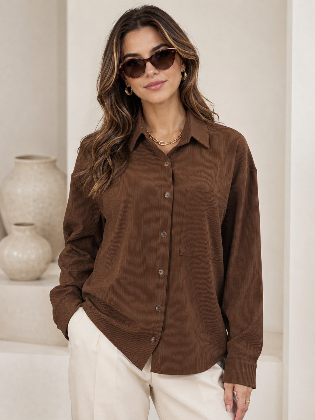 Clobug Textured Shirt With Full Sleeve & Point Collar