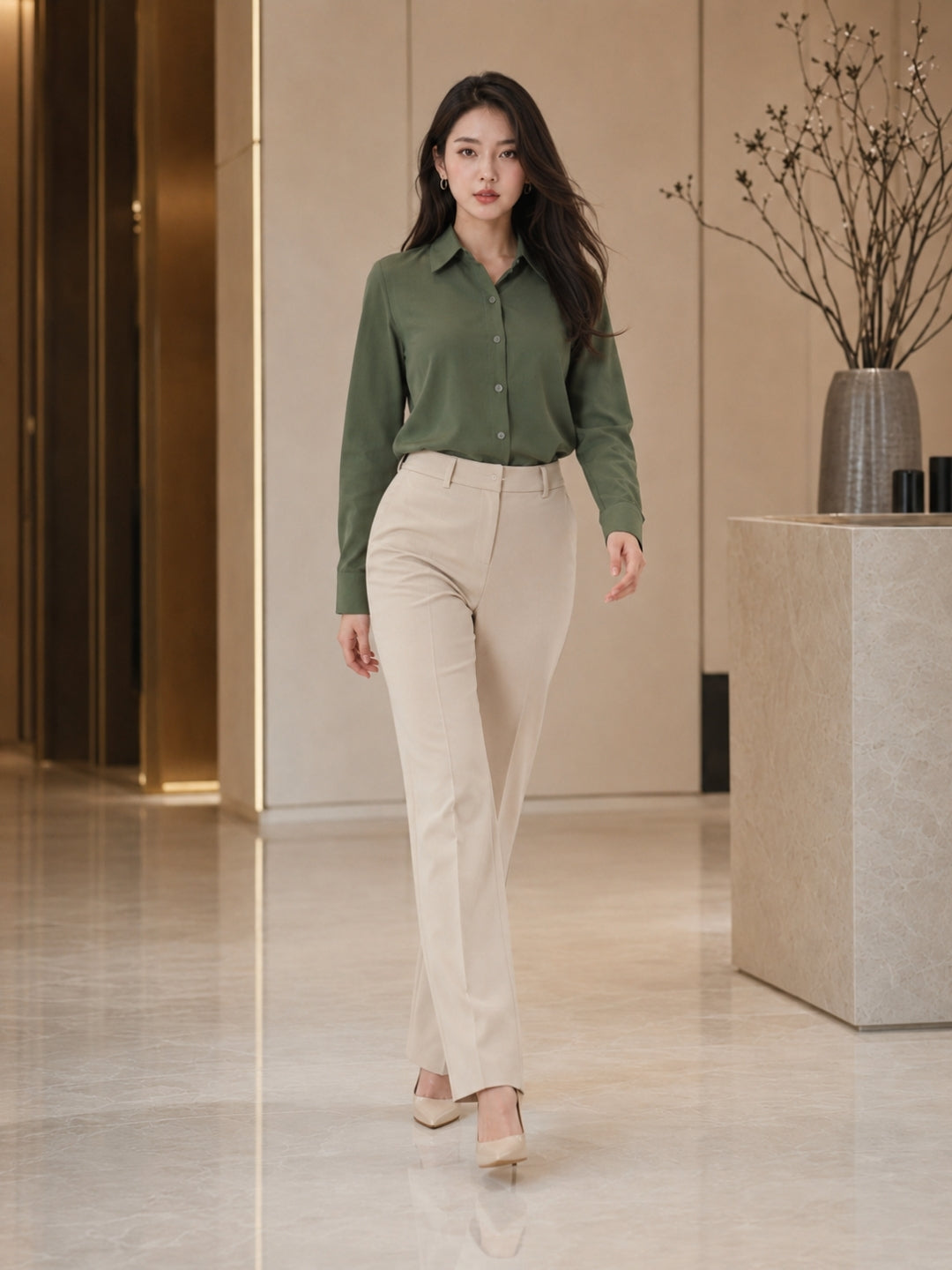 Clobug Women Green Oversized Full Sleeve Shirt