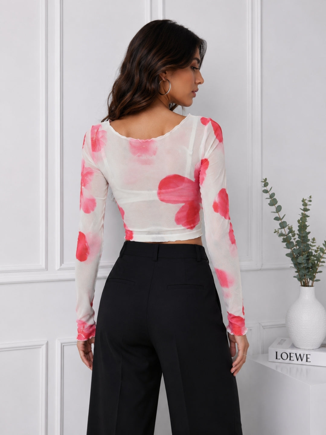 Women Mesh Floral Top