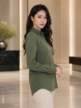 Clobug Women Green Oversized Full Sleeve Shirt