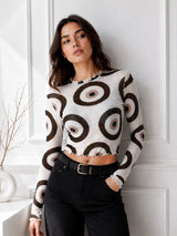 Clobug Women Full Sleeve Eye Print Top