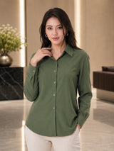 Clobug Women Green Oversized Full Sleeve Shirt