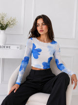Women Mesh Floral Top