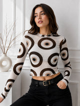 Clobug Women Full Sleeve Eye Print Top