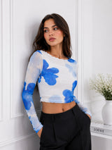 Women Mesh Floral Top