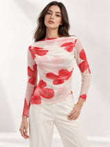 Clobug Women Cowl Neck Floral Top