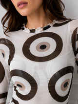 Clobug Women Full Sleeve Eye Print Top