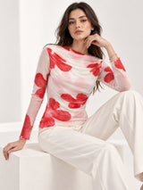 Clobug Women Cowl Neck Floral Top
