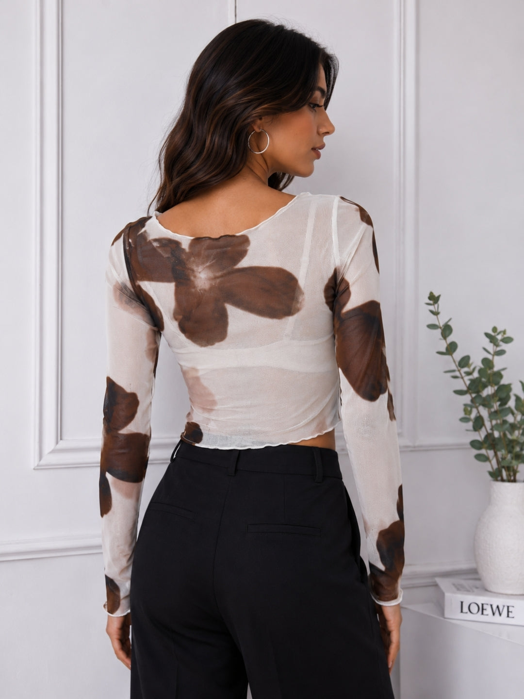 Women Mesh Floral Top