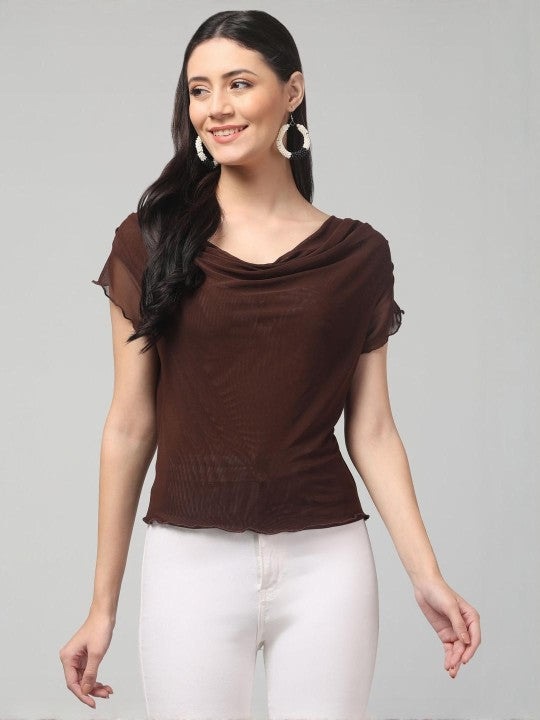 Cowl Neck Brown Top