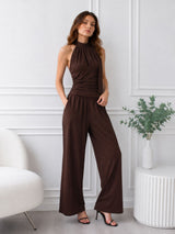 Women's Brown Top And Pant Co-ord Set