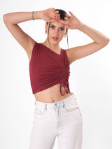 Asymmetrical Crop Top With Adjustable String