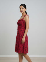 Clobug Women's Floral Print Tie-Strap Midi Dress