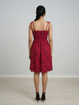 Clobug Women's Floral Print Tie-Strap Midi Dress