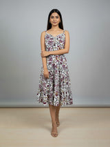 Clobug Women Sweetheart Neck Sleeveless Printed Flared Dress