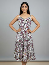 Clobug Women Sweetheart Neck Sleeveless Printed Flared Dress