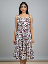 Clobug Women Sweetheart Neck Sleeveless Printed Flared Dress
