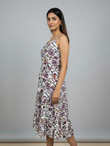 Clobug Women Sweetheart Neck Sleeveless Printed Flared Dress