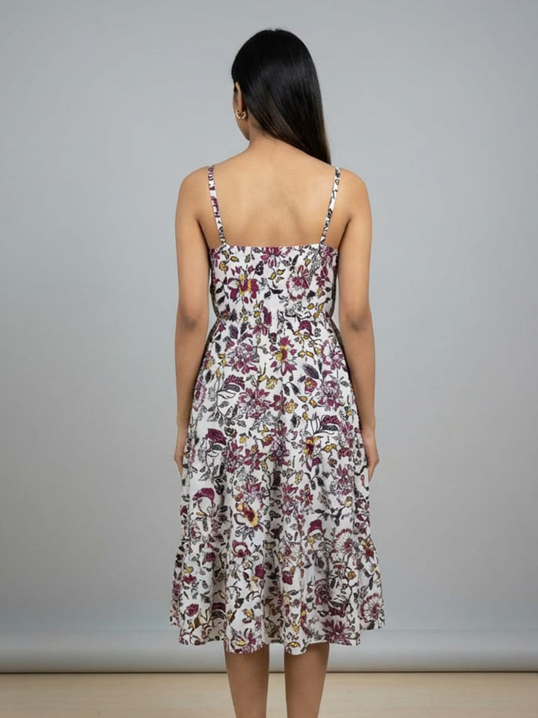 Clobug Women Sweetheart Neck Sleeveless Printed Flared Dress