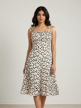 Clobug Women's Floral Print Tie-Strap Midi Dress