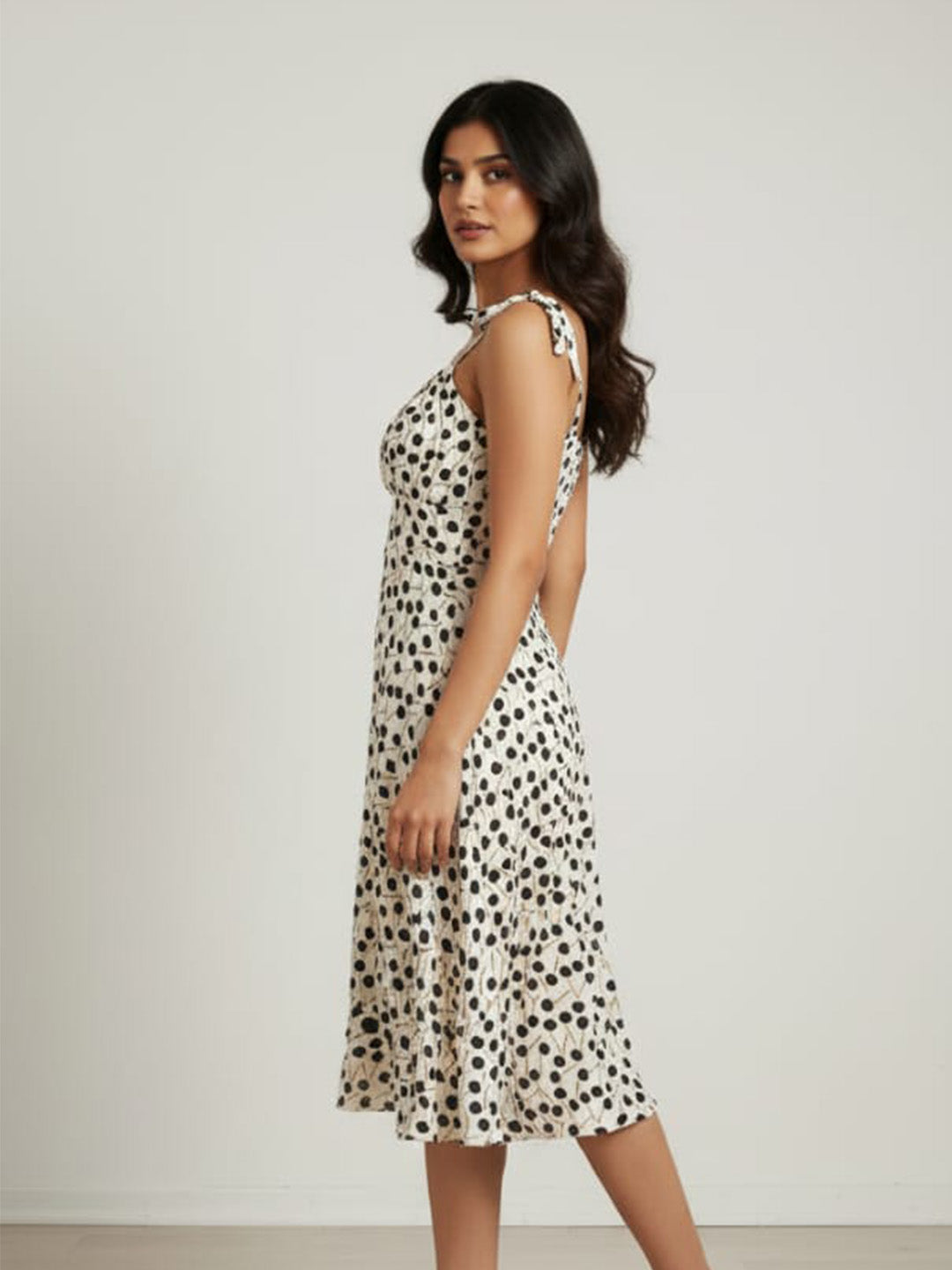 Clobug Women's Floral Print Tie-Strap Midi Dress