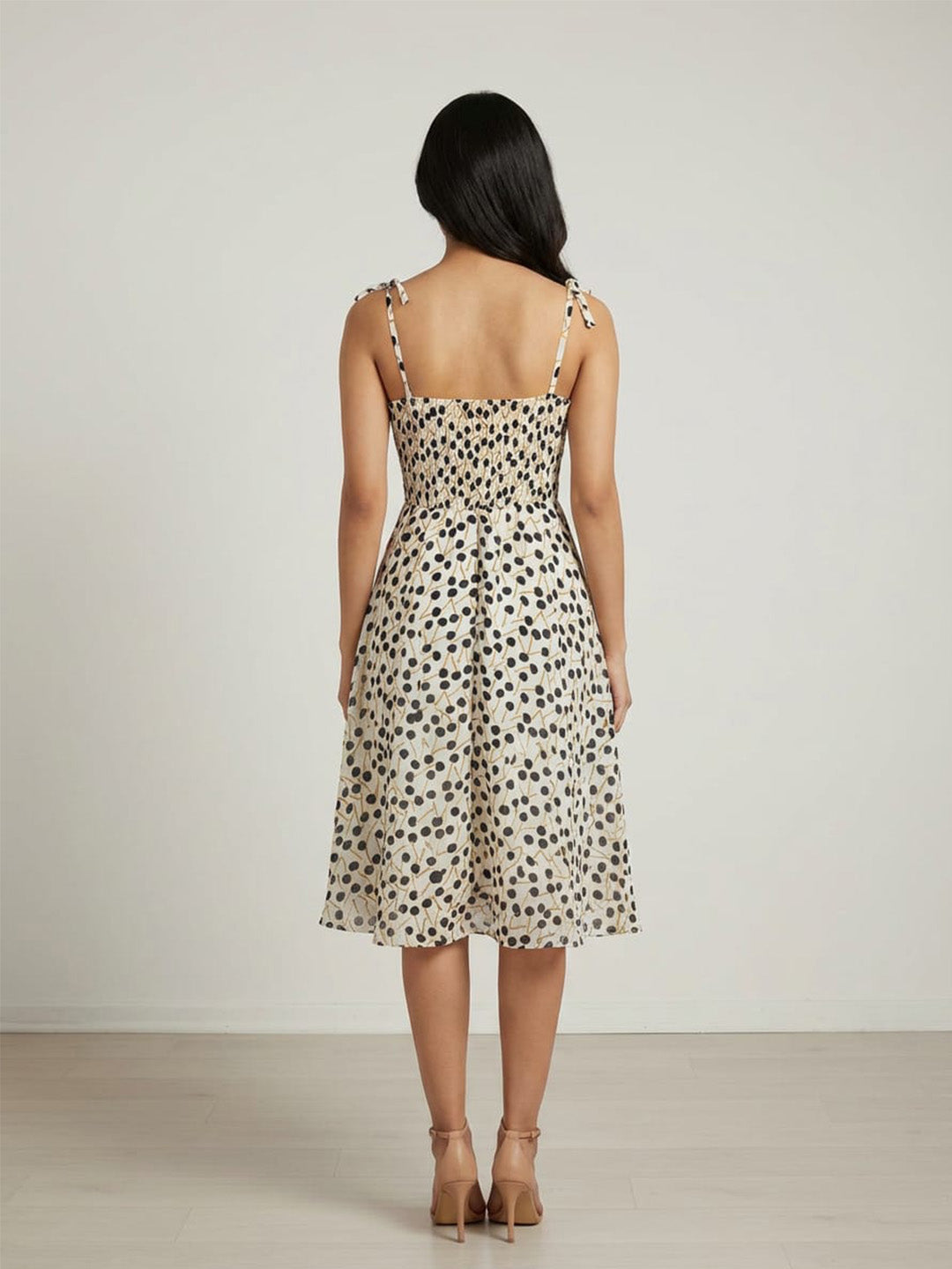 Clobug Women's Floral Print Tie-Strap Midi Dress