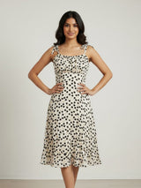 Clobug Women's Floral Print Tie-Strap Midi Dress