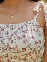 Clobug Women's Floral Print Tie-Strap Midi Dress